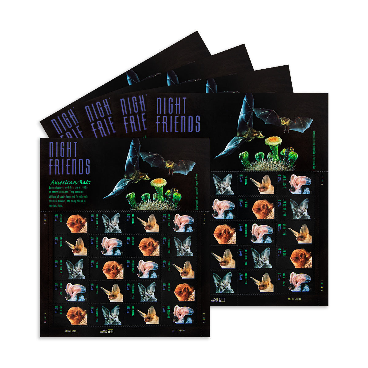 2002 Night Friends American Bats First Class Postage Stamps