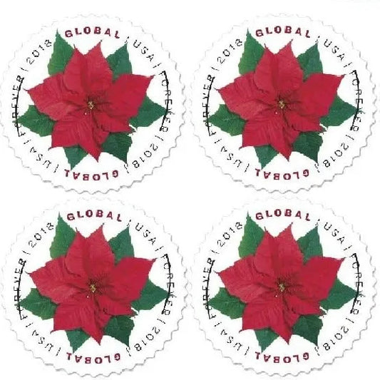 2018 Global Poinsettia International  First Class Forever US Postage Stamps