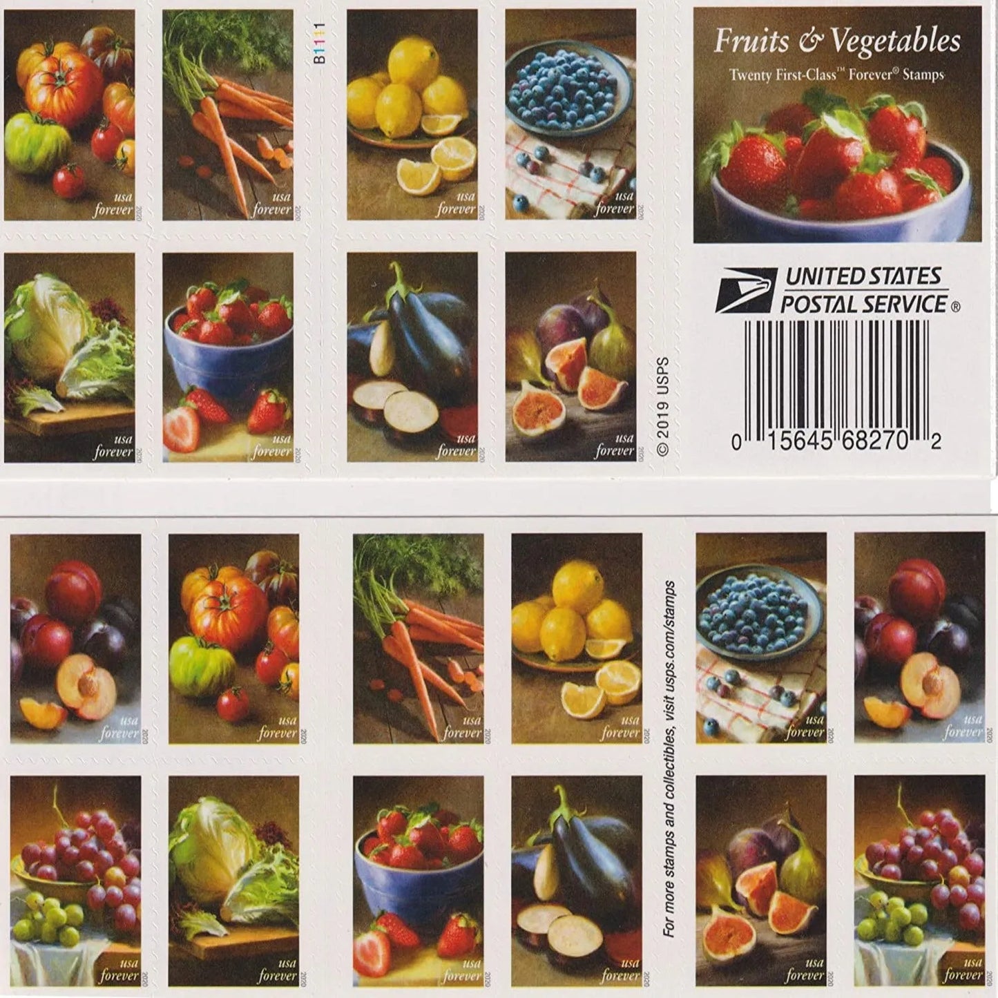 2020 Fruit Of Vegetables Forever First Class Postage Stamps