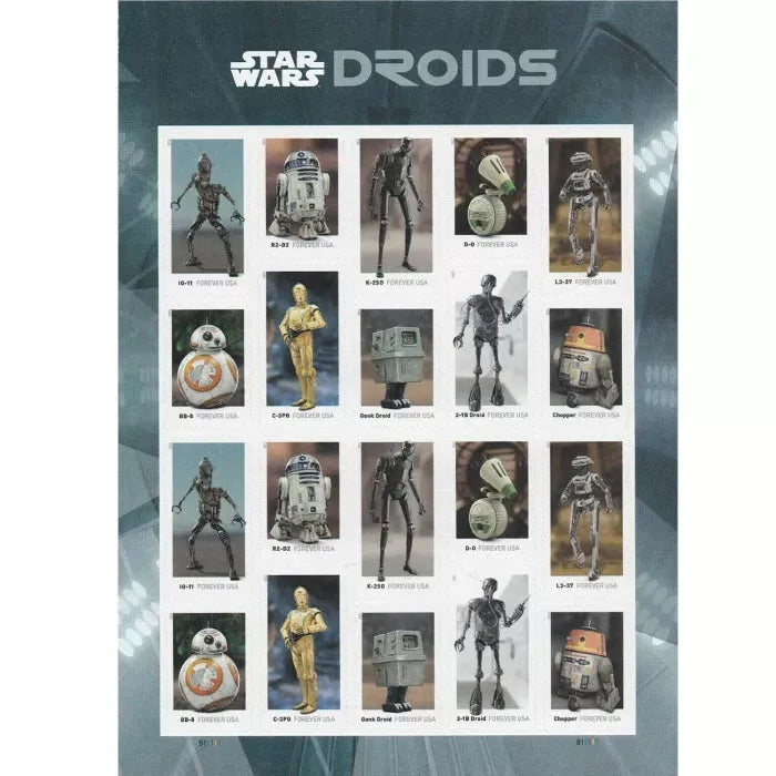 2021 Star Wars Droids Forever First Class Postage Stamps