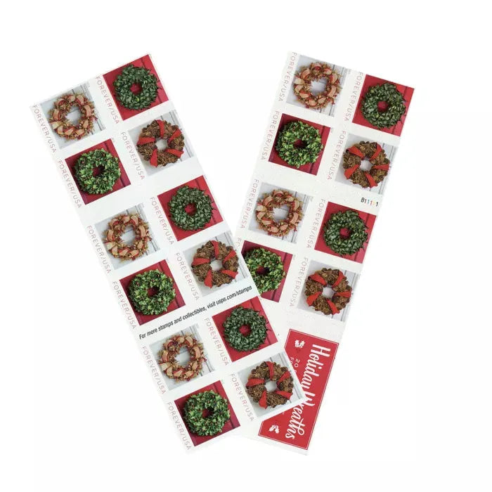 2019 Christmas Seasonal Holiday Wreaths Forever First Class Postage Stamps