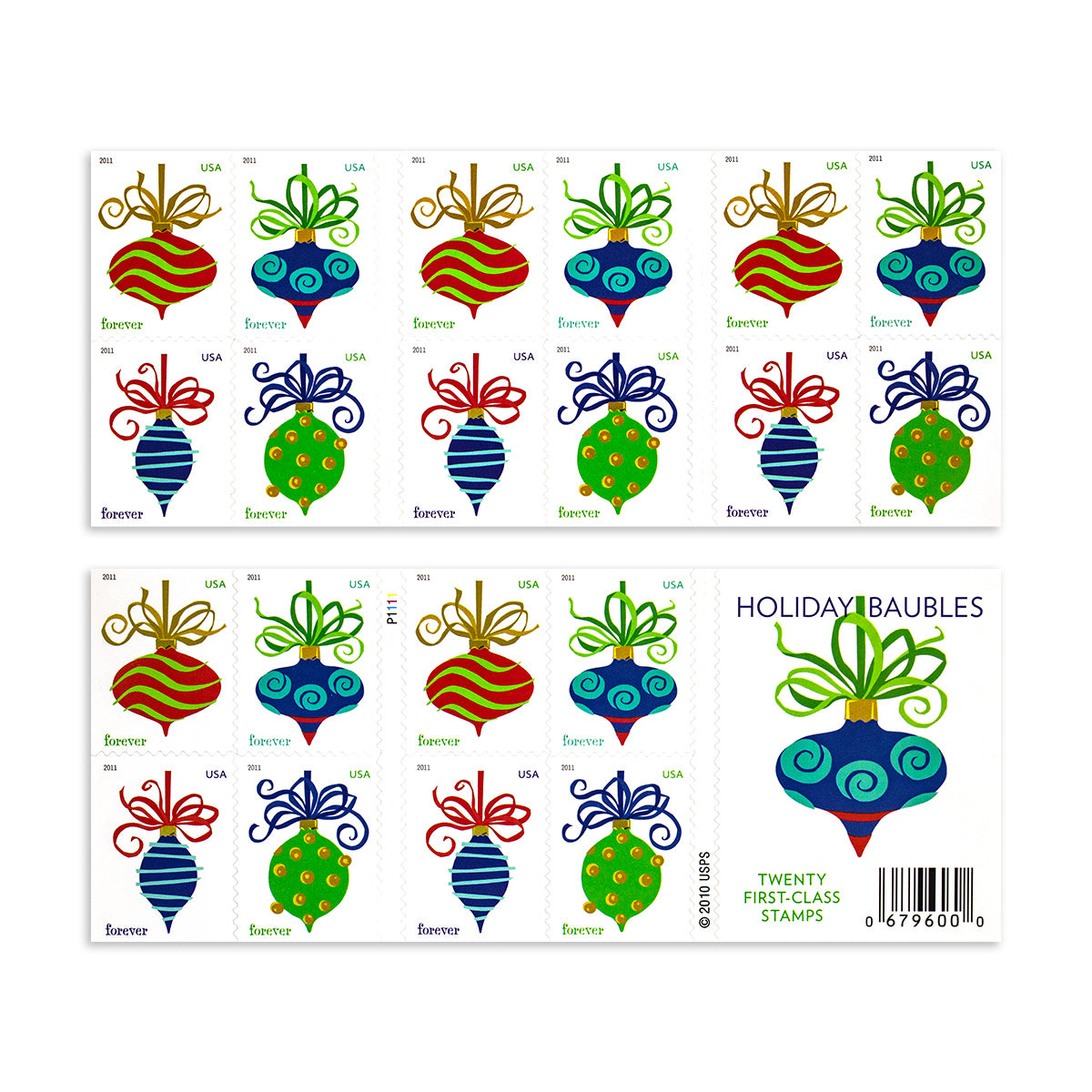 2011  Contemporary Christmas: Holiday Baubles Forever First Class Postage Stamps