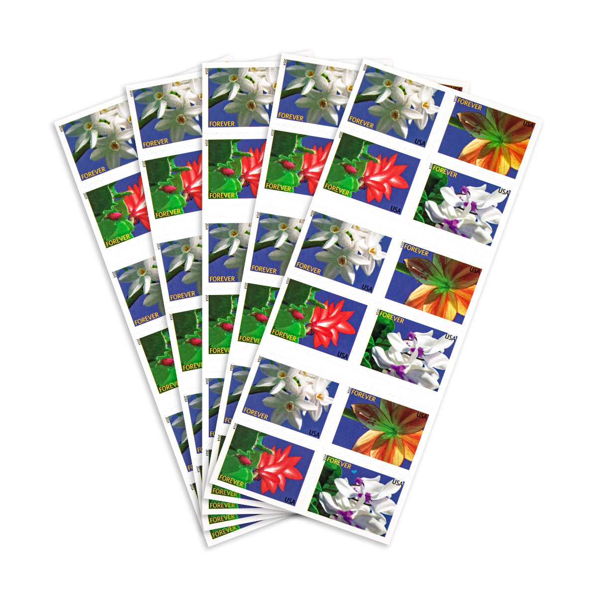 2014 Imperforate Winter Flowers Forever First Class Postage Stamps