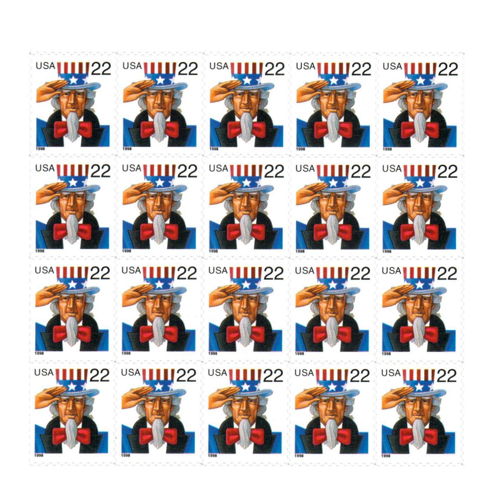 1998 22c Uncle Sam First Class Postage Stamps