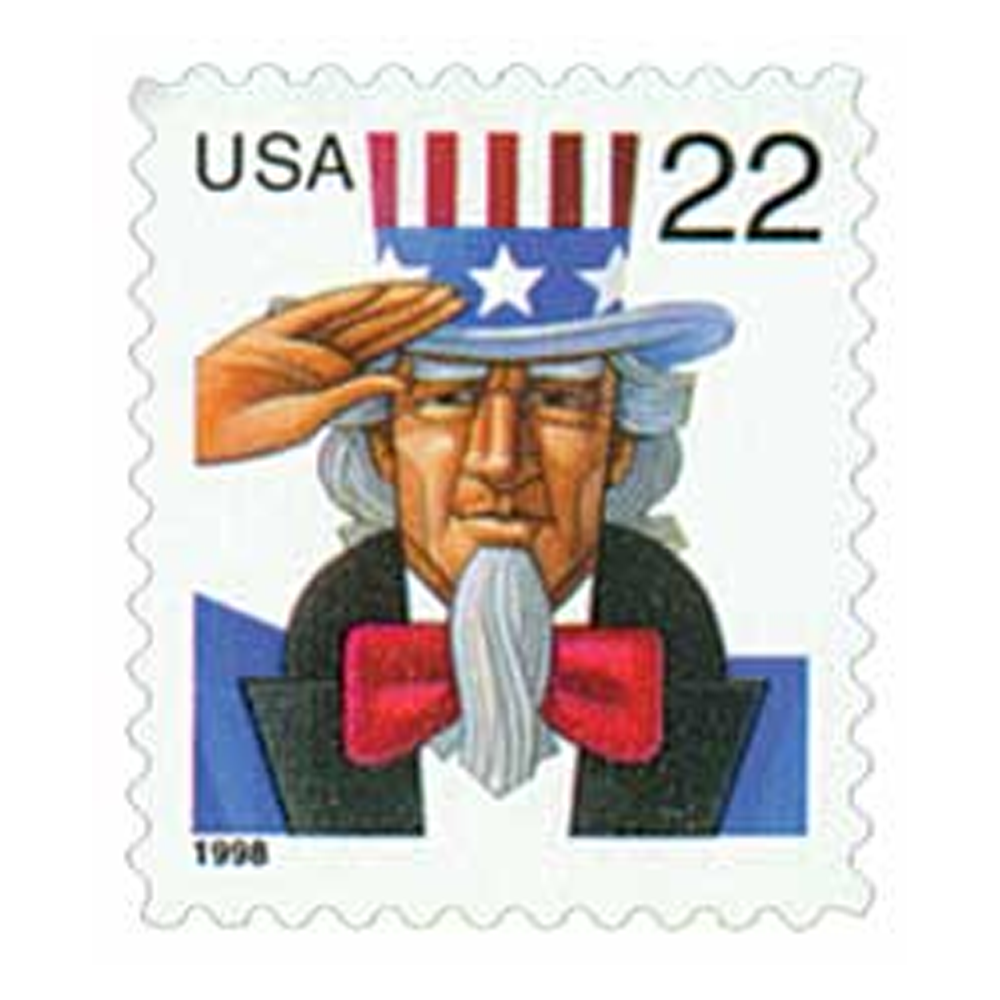 1998 22c Uncle Sam First Class Postage Stamps