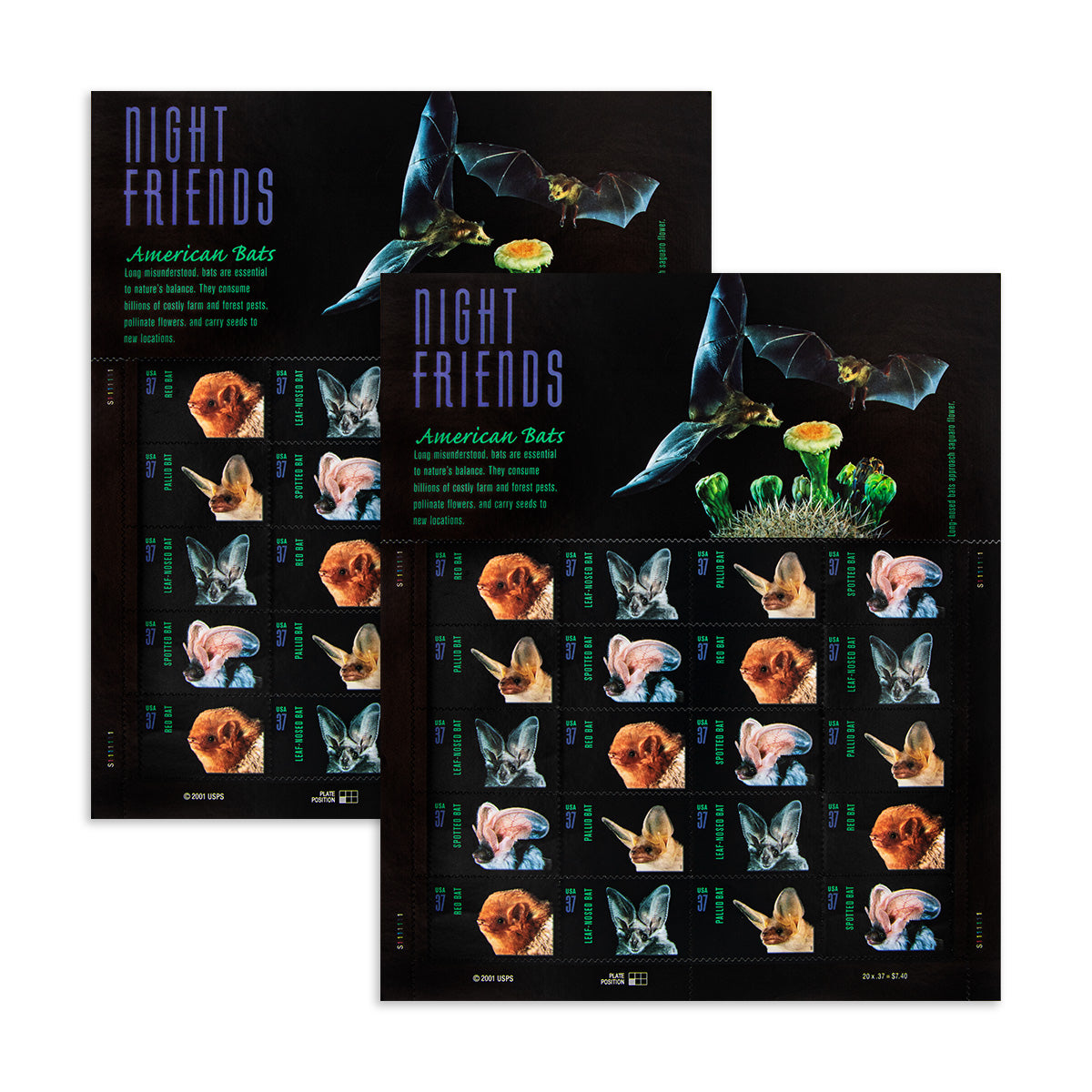 2002 Night Friends American Bats First Class Postage Stamps