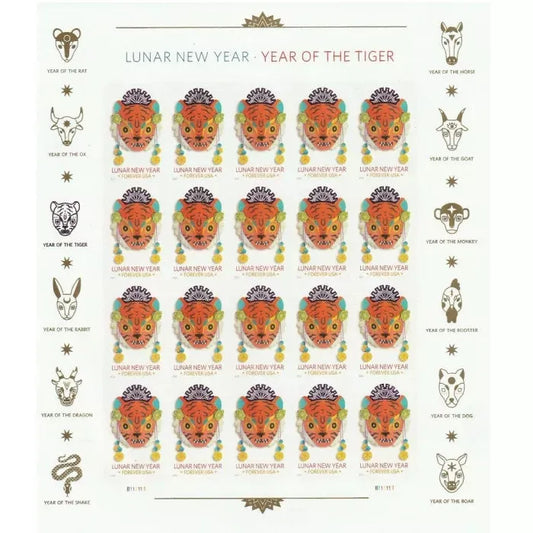 2022 Year of the Tiger Stamp Celebrates Lunar New Year Forever First Class Postage Stamps