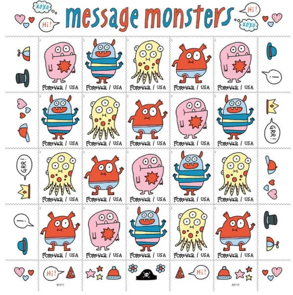 2021 Message Monsters Forever First Class Postage Stamps